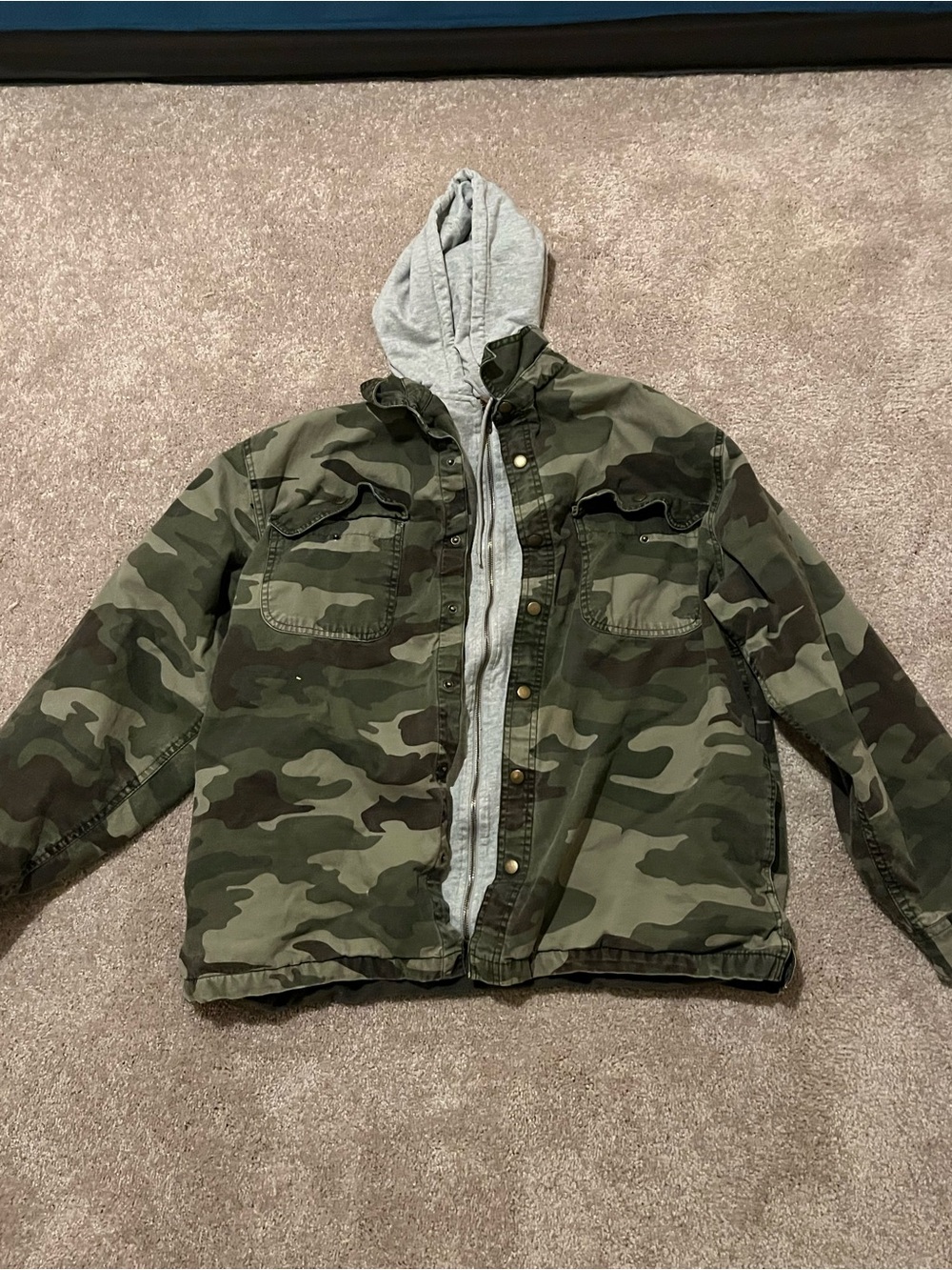 Faded Glory Olive Green Jacket with Gray Hood